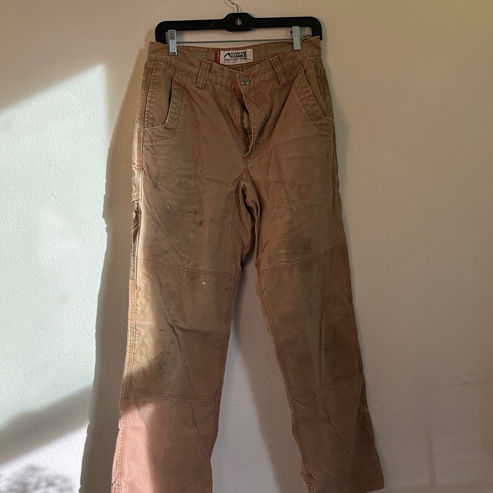 Distressed Mountain Khakis original mountain work pant. Men's size 30x32
